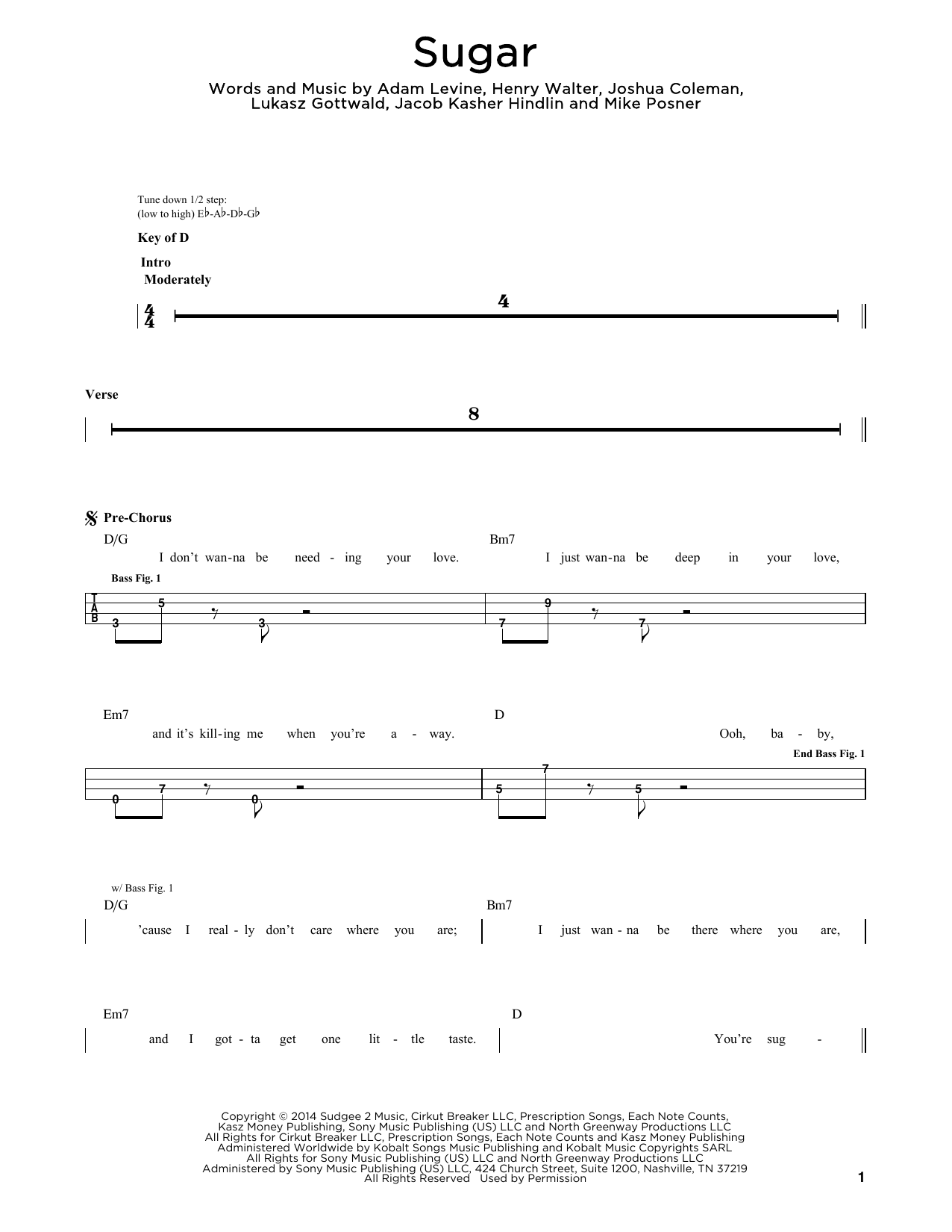 Produktgalerie: Seite 1 von 1 Sugar, Maroon 5, E-Bass, Gitarre