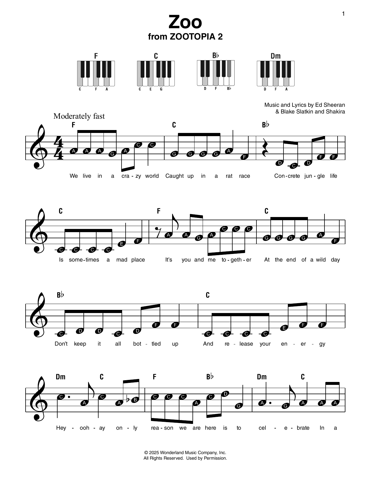 Produktgalerie: Seite 1 von 1 Zoo (from Zootopia 2), Shakira, Klavier