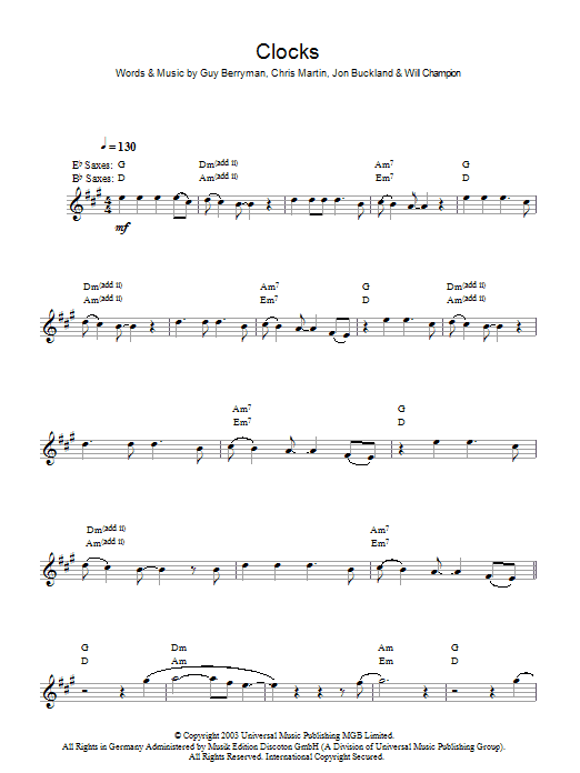 Produktgalerie: Seite 1 von 1 Clocks, Coldplay, Melodieinstrument