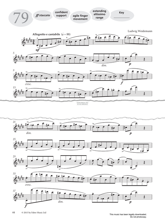 Product gallery: Page 1 of 1 Study No.79 'Allegro E Cantabile' (from 'More Graded Studies For Clarinet Book Two'), Ludwig Wiedemann