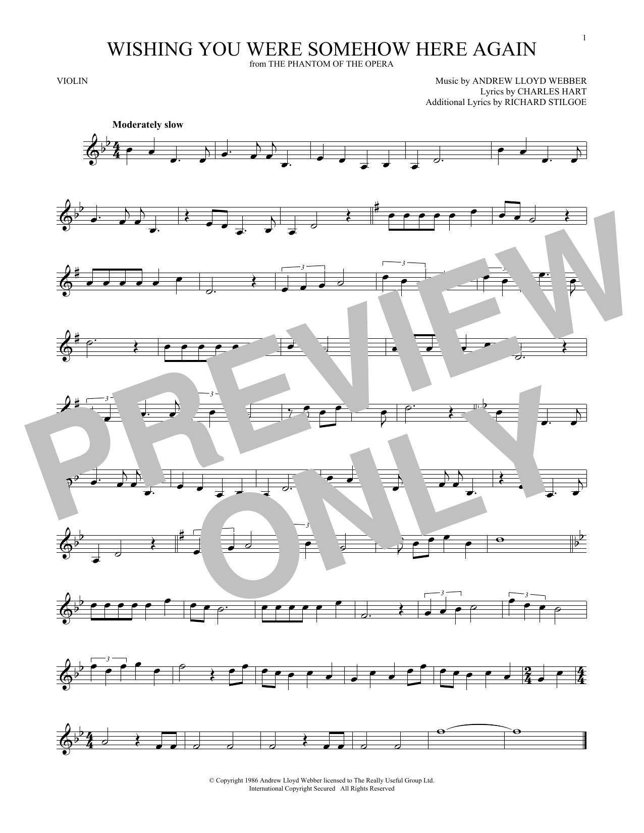 Product gallery: Page 1 of 1 Wishing You Were Somehow Here Again (from The Phantom Of The Opera), Andrew Lloyd Webber