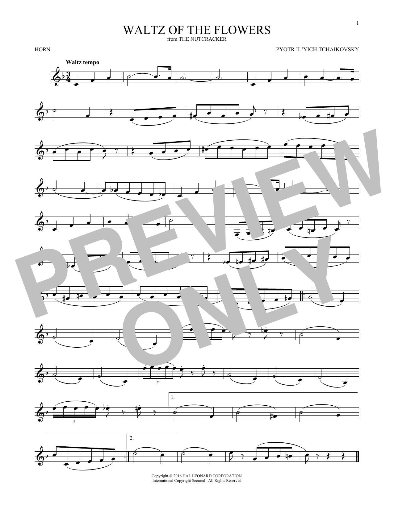 Produktgalerie: Seite 1 von 1 Waltz Of The Flowers, Op. 71a (from The Nutcracker), Pyotr Il'yich Tchaikovsky, Horn