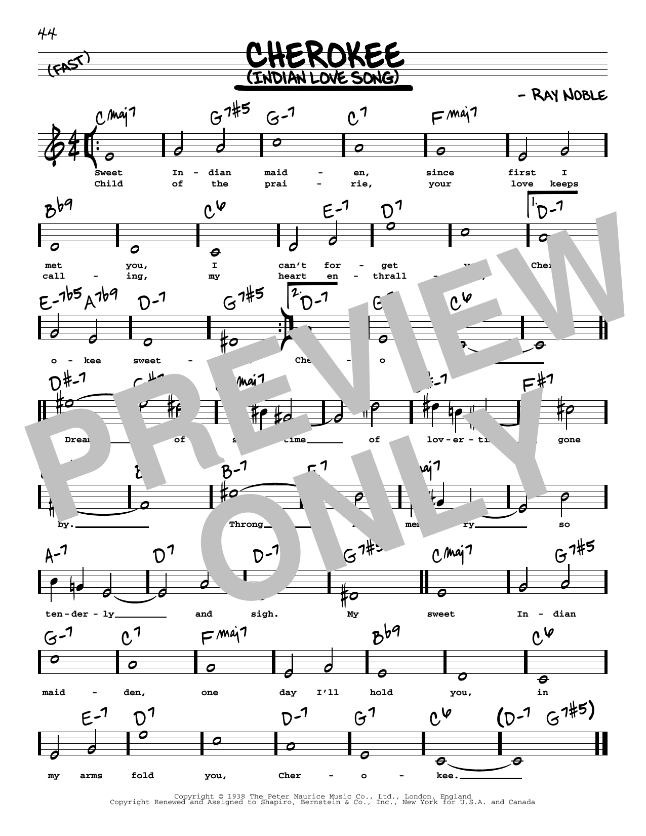 Produktbild zu: Cherokee (Indian Love Song) (High Voice)