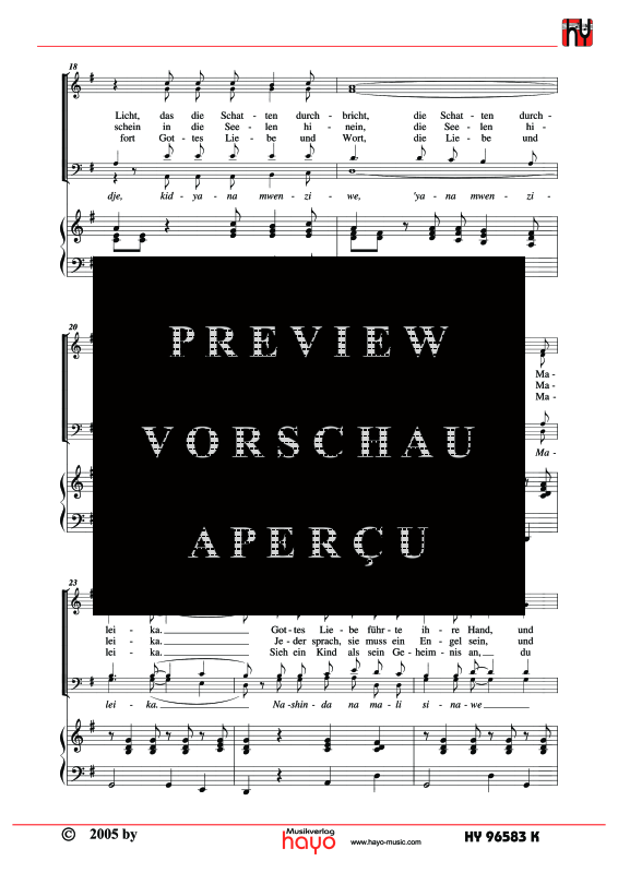 gallery: Malaika, , (Gemischter Chor und Klavier - Klavierpartitur)