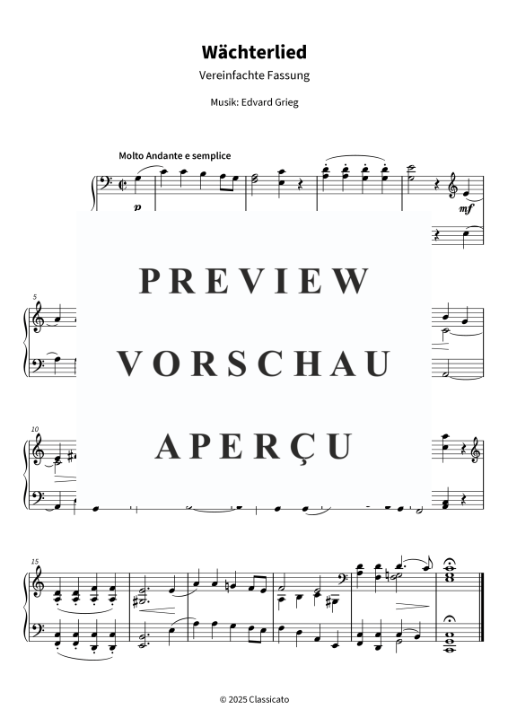 gallery: Wächterlied - Vereinfachte Fassung, , (Klavier Solo)