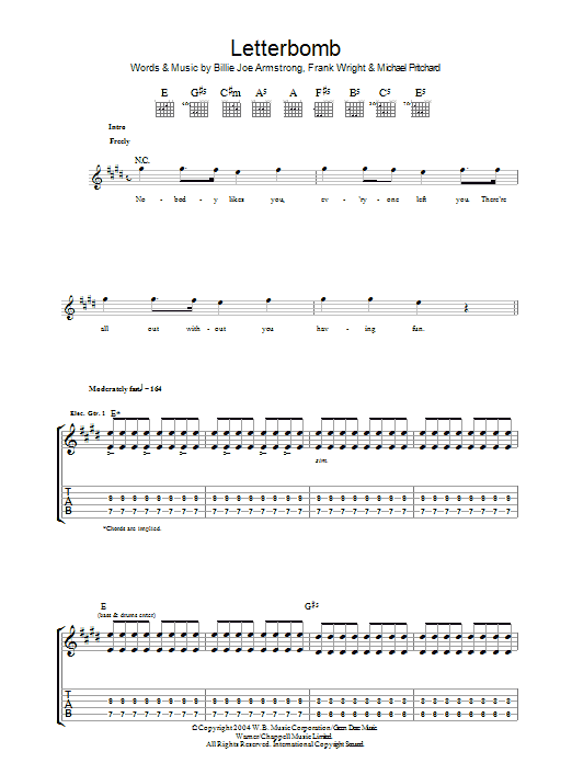 Produktgalerie: Seite 1 von 1 Letterbomb, Green Day, Gitarre