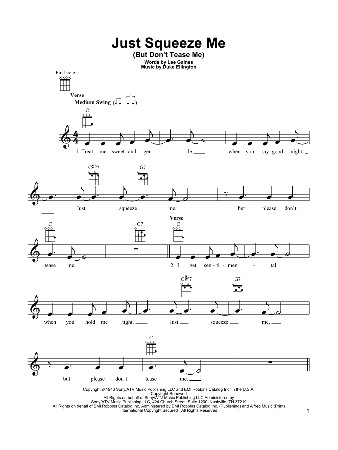 Product gallery: Page 1 of 1 Just Squeeze Me (But Don't Tease Me), Duke Ellington