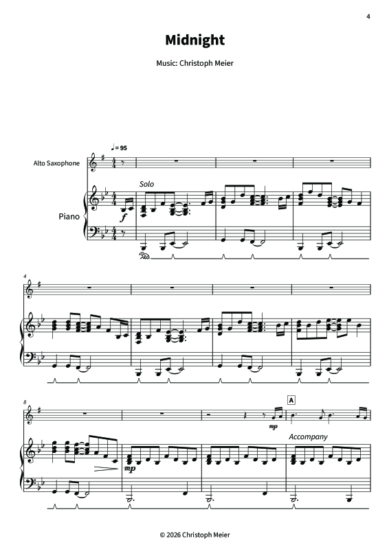 Produktgalerie: Seite 1 von 11 Midnight - Gentle Melodies for Weddings, Church, and Other Occasions, , Altsaxophon und Klavier