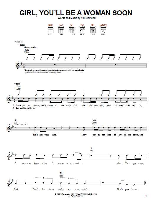 Produktgalerie: Seite 1 von 1 Girl, You'll Be A Woman Soon, Neil Diamond, Gitarre