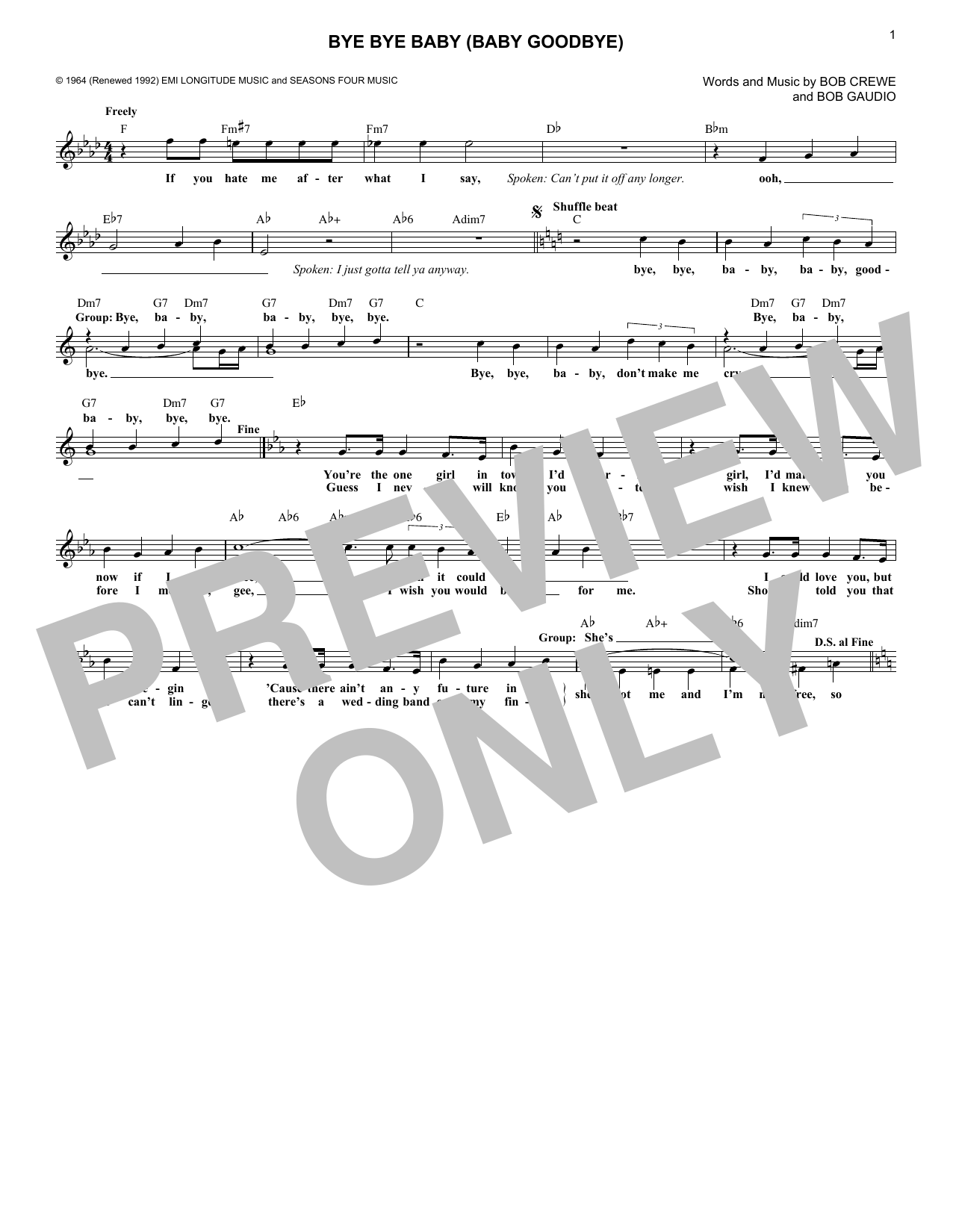 Produktgalerie: Seite 1 von 1 Bye Bye Baby (Baby Goodbye), The Four Seasons, Melodieinstrument