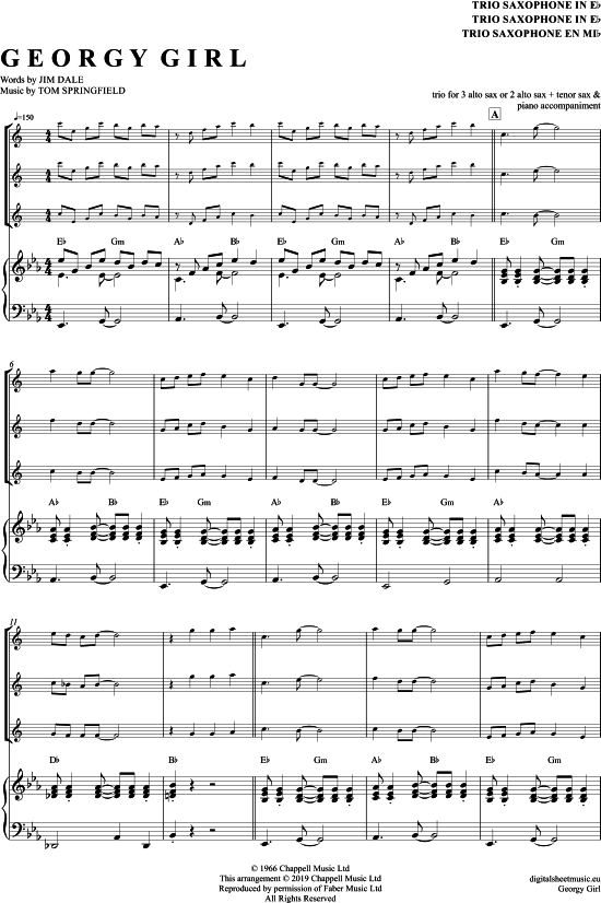 Product picture to: Georgy Girl (Saxophon Trio AAA(T) The Seekers