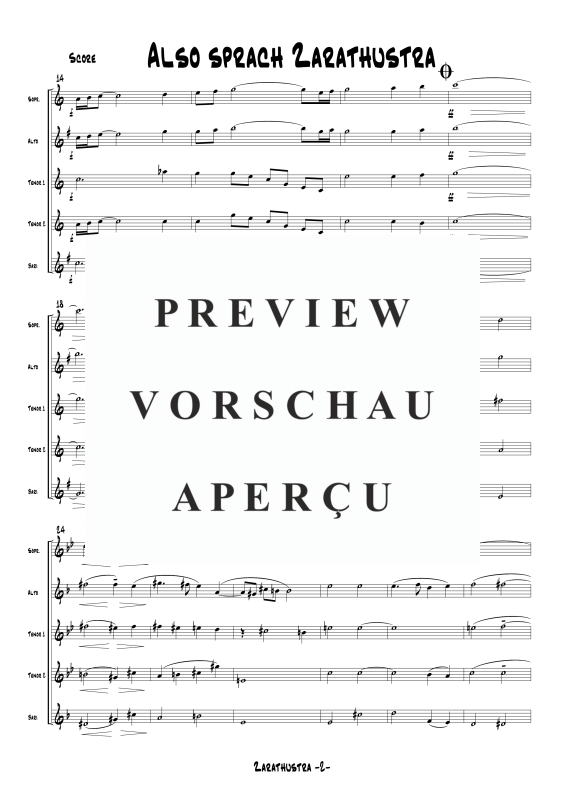 Product gallery: Page 4 of 11 Also sprach Zarathustra, , Saxophone Quintet