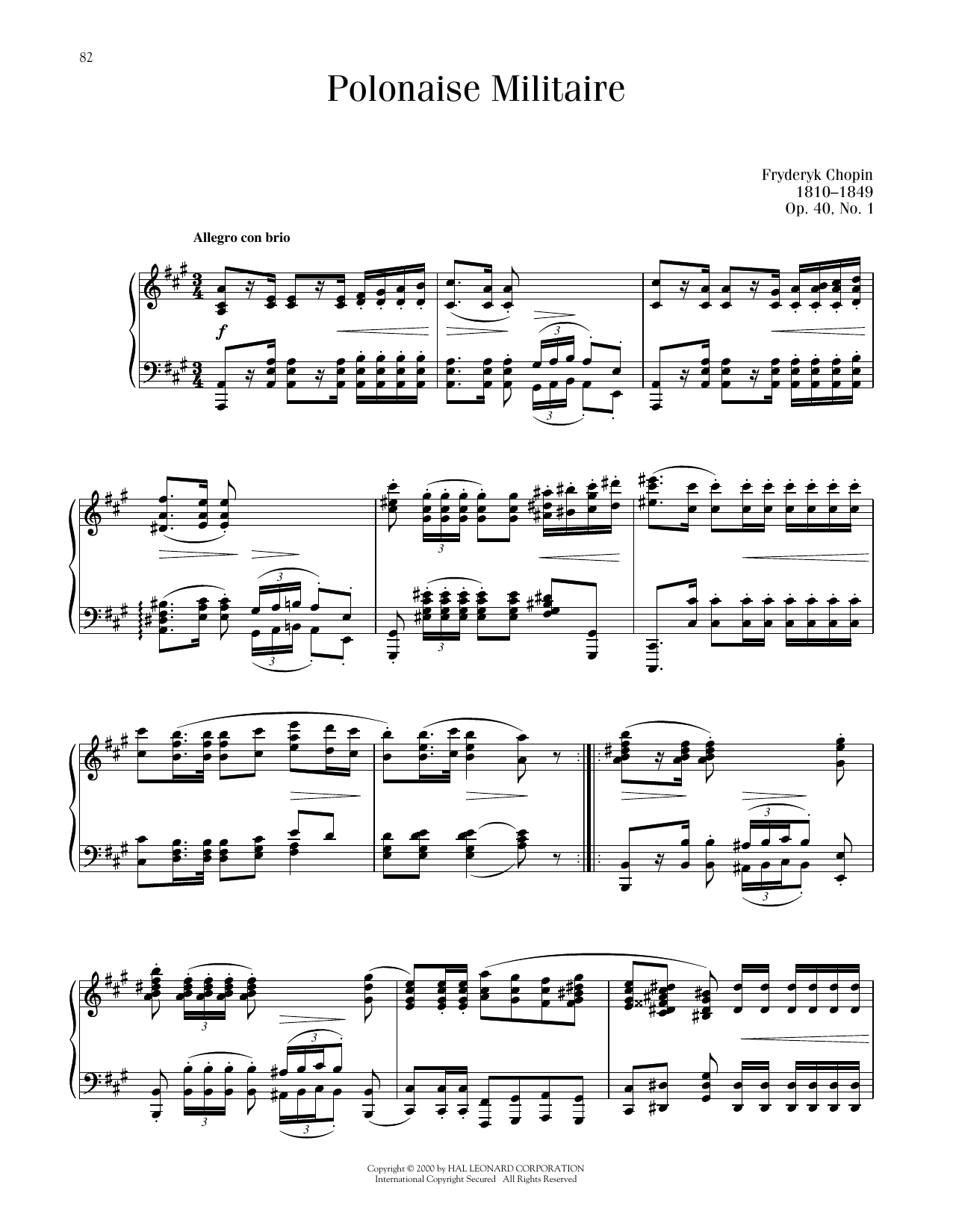Product picture to: Polonaise In A Major, Op. 40, No. 1