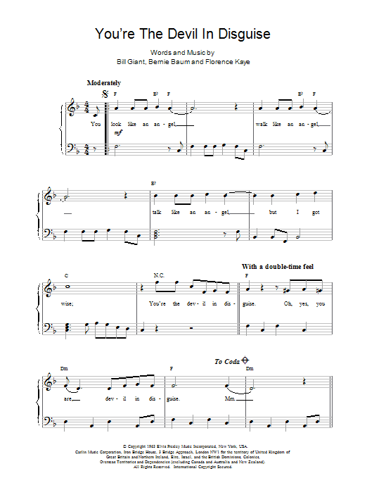 Produktgalerie: Seite 1 von 1 You're The Devil In Disguise, Elvis Presley, Klavier