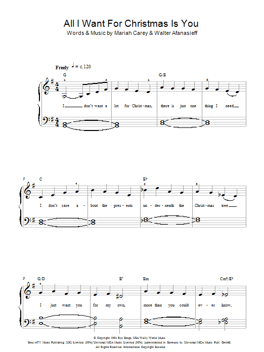Produktgalerie: Seite 1 von 1 All I Want For Christmas Is You, Mariah Carey, Klavier