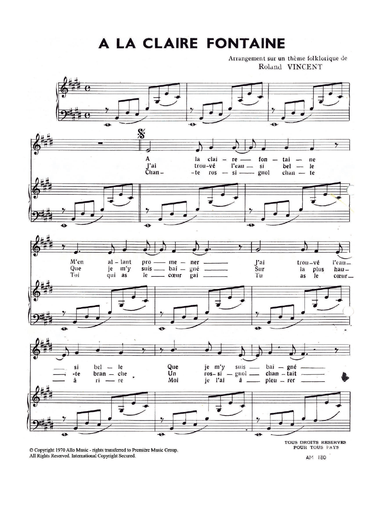 Produktgalerie: Seite 1 von 1 A La Claire Fontaine, Roland Vincent, Gesang, Klavier