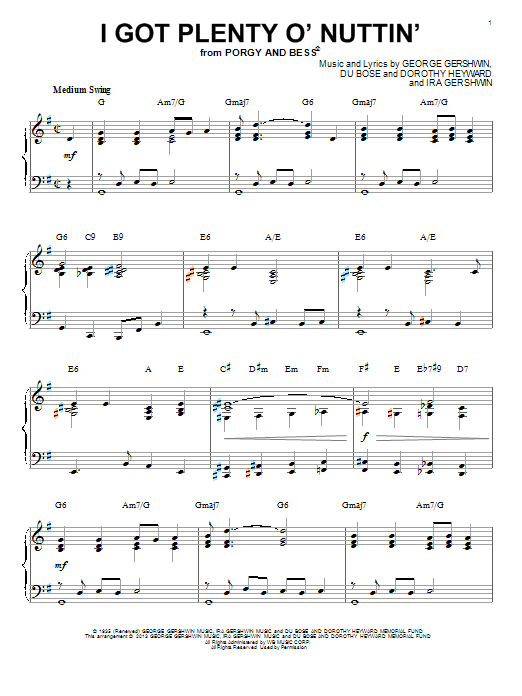 Product picture to: I Got Plenty O' Nuttin' [Jazz version] (arr. Brent Edstrom)