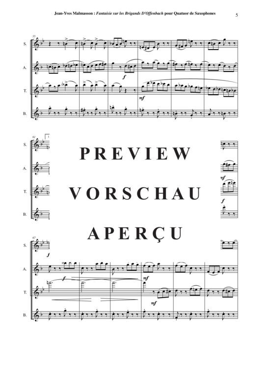 Product gallery: Page 6 of 21 Fantaisie sur les Brigands (d´Offenbach) , , Saxophone Quartet