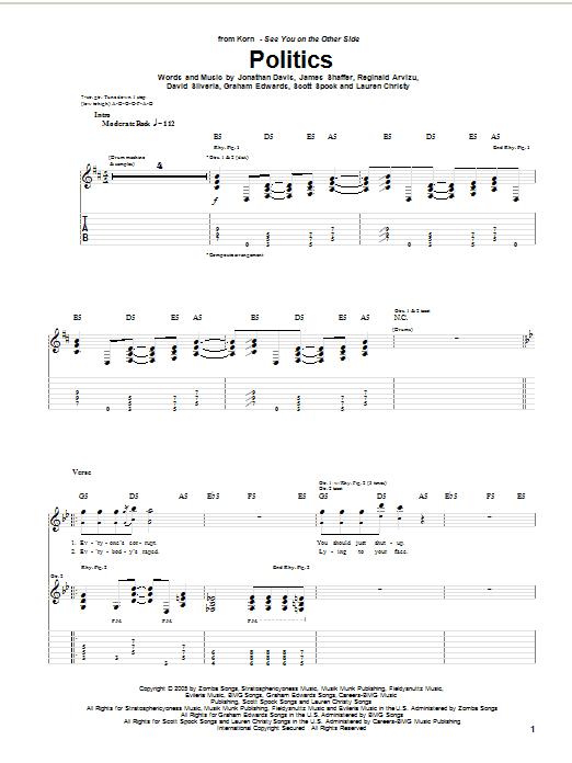 Produktgalerie: Seite 1 von 1 Politics, Korn, Gitarre