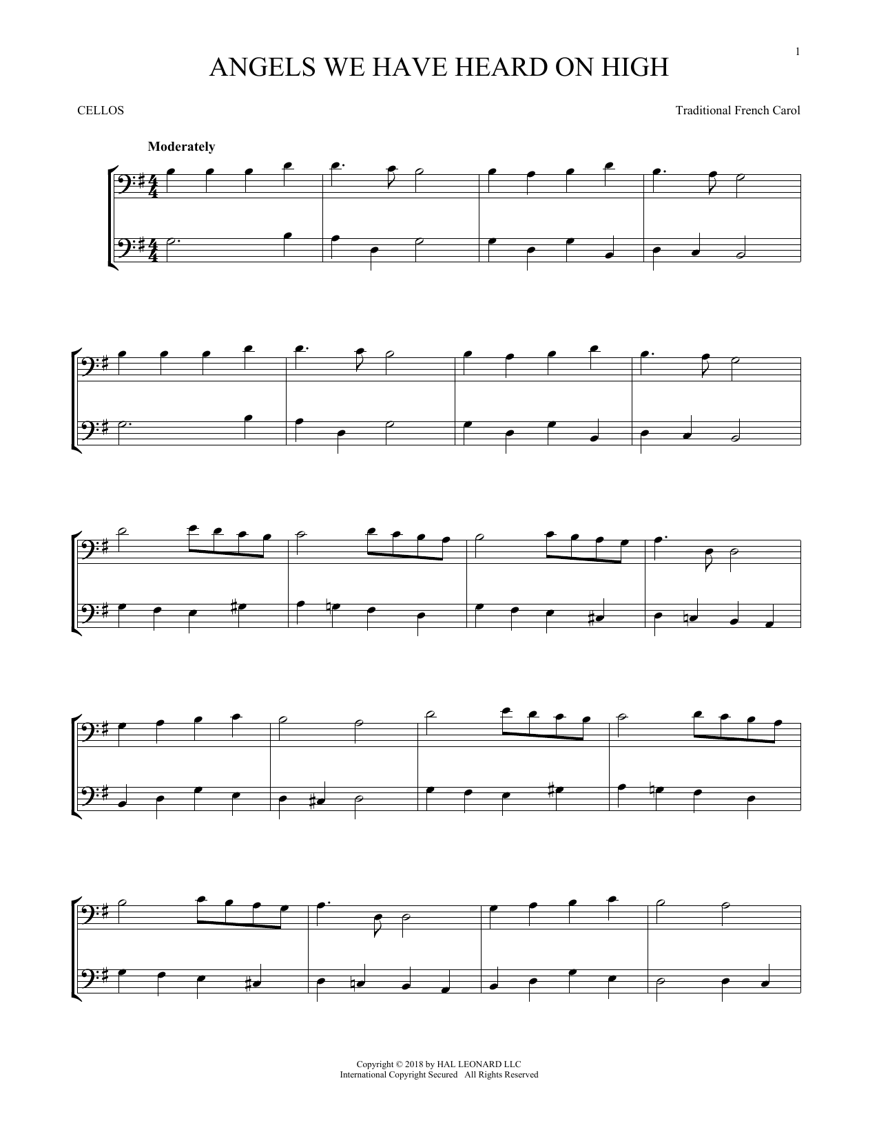 Produktgalerie: Seite 1 von 1 Angels We Have Heard On High, Traditional French Carol, Violoncello