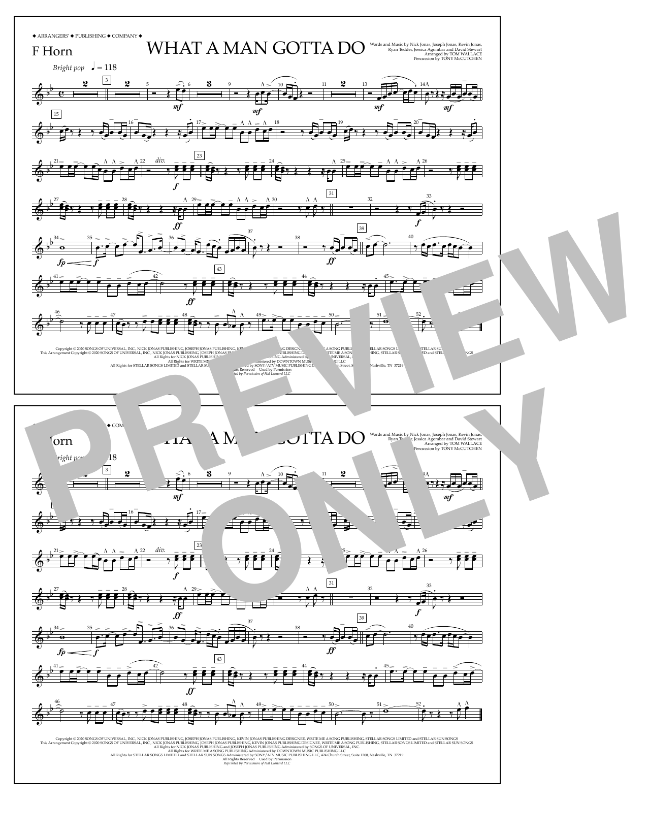 Product picture to: What a Man Gotta Do (arr. Tom Wallace) - F Horn
