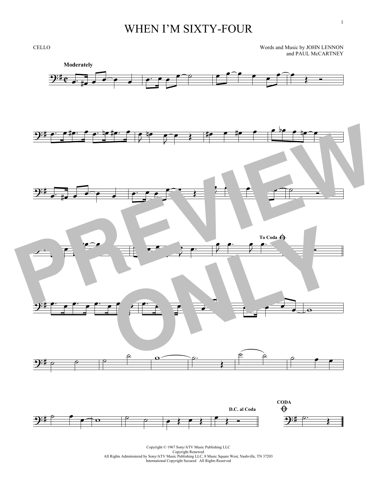 Produktgalerie: Seite 1 von 1 When I'm Sixty-Four, The Beatles, Violoncello