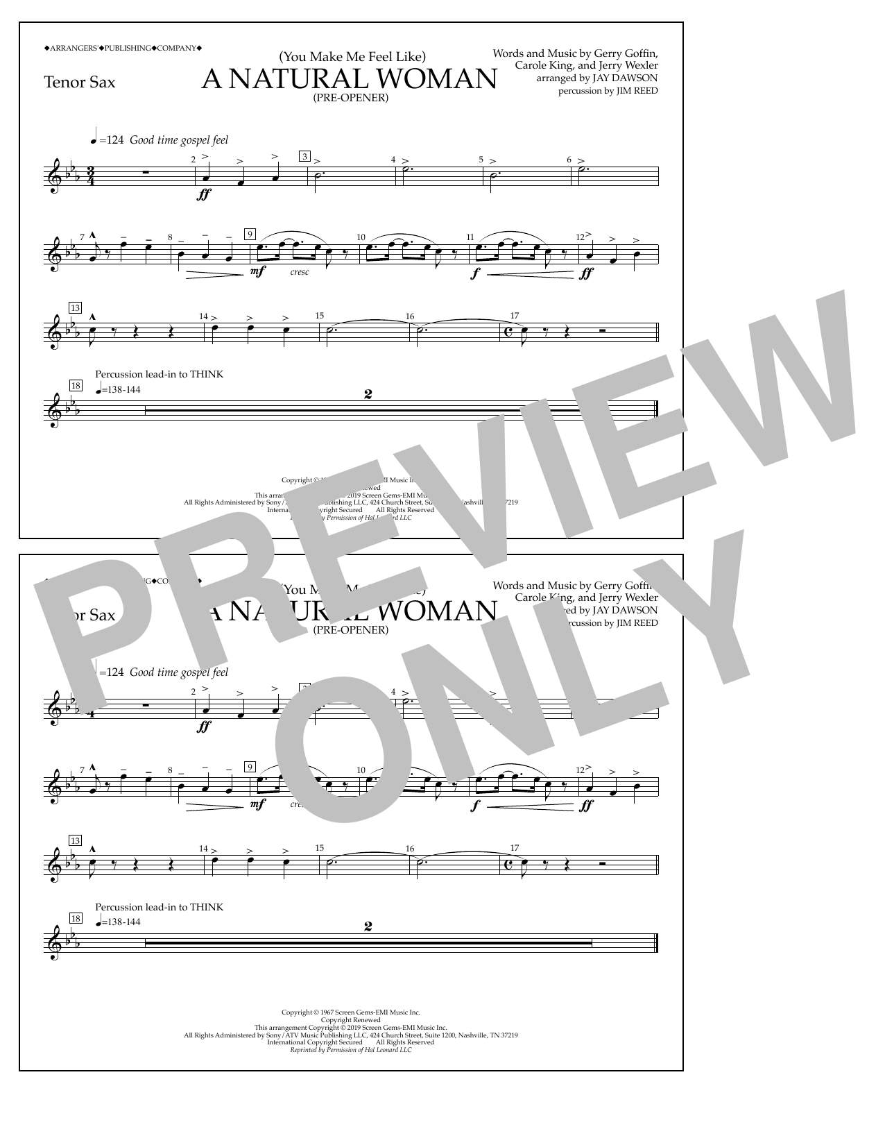 Produktbild zu: (You Make Me Feel Like) A Natural Woman (Pre-Opener) (arr. Jay Dawson) - Tenor Sax