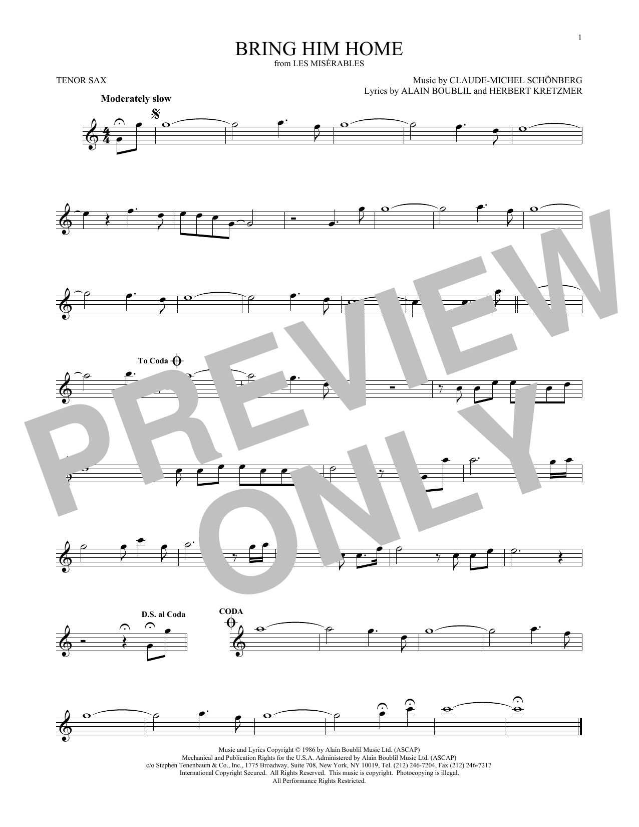 Product picture to:  Bring Him Home - Claude-Michel Schonberg