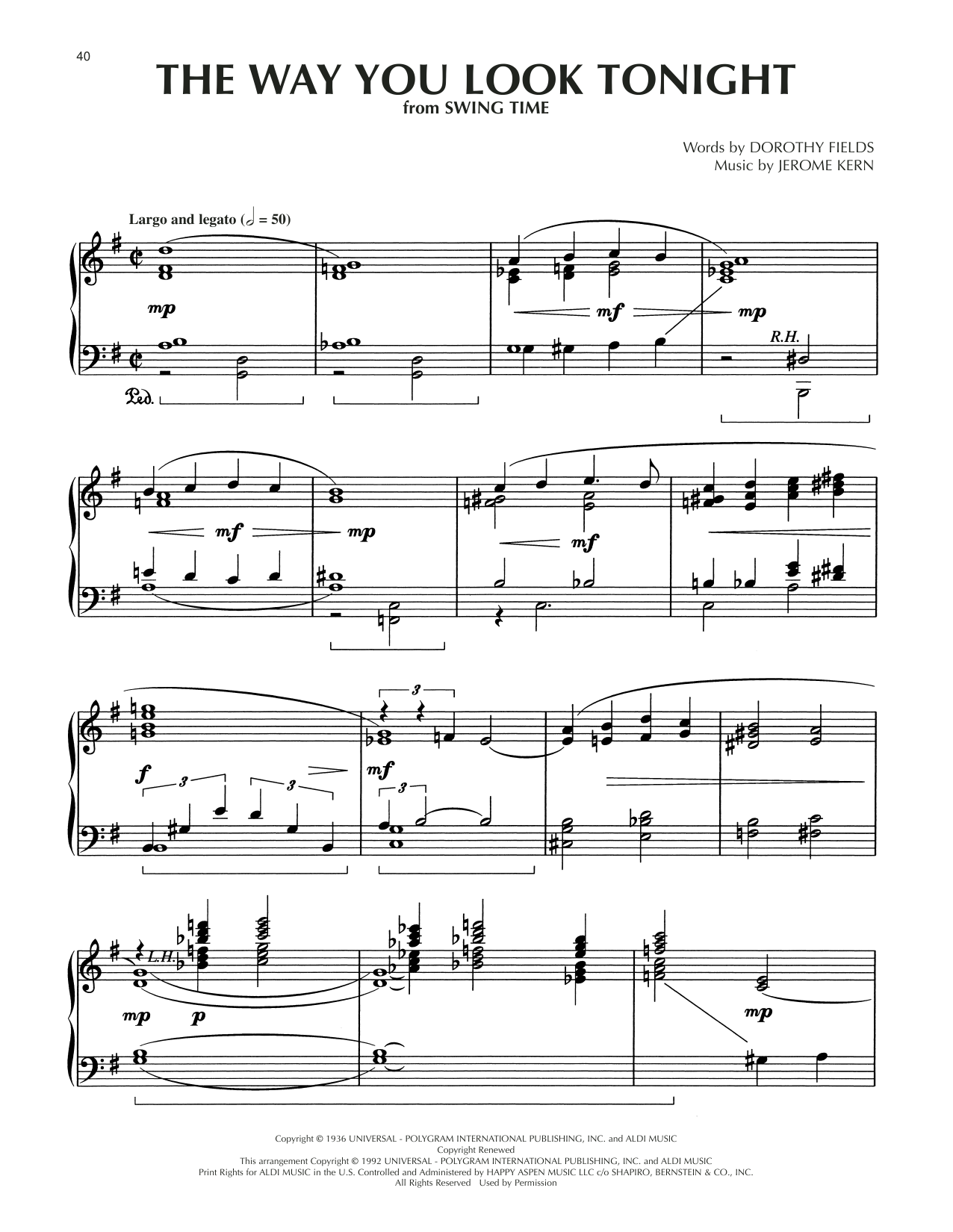 Product picture to: The Way You Look Tonight (arr. Dick Hyman)