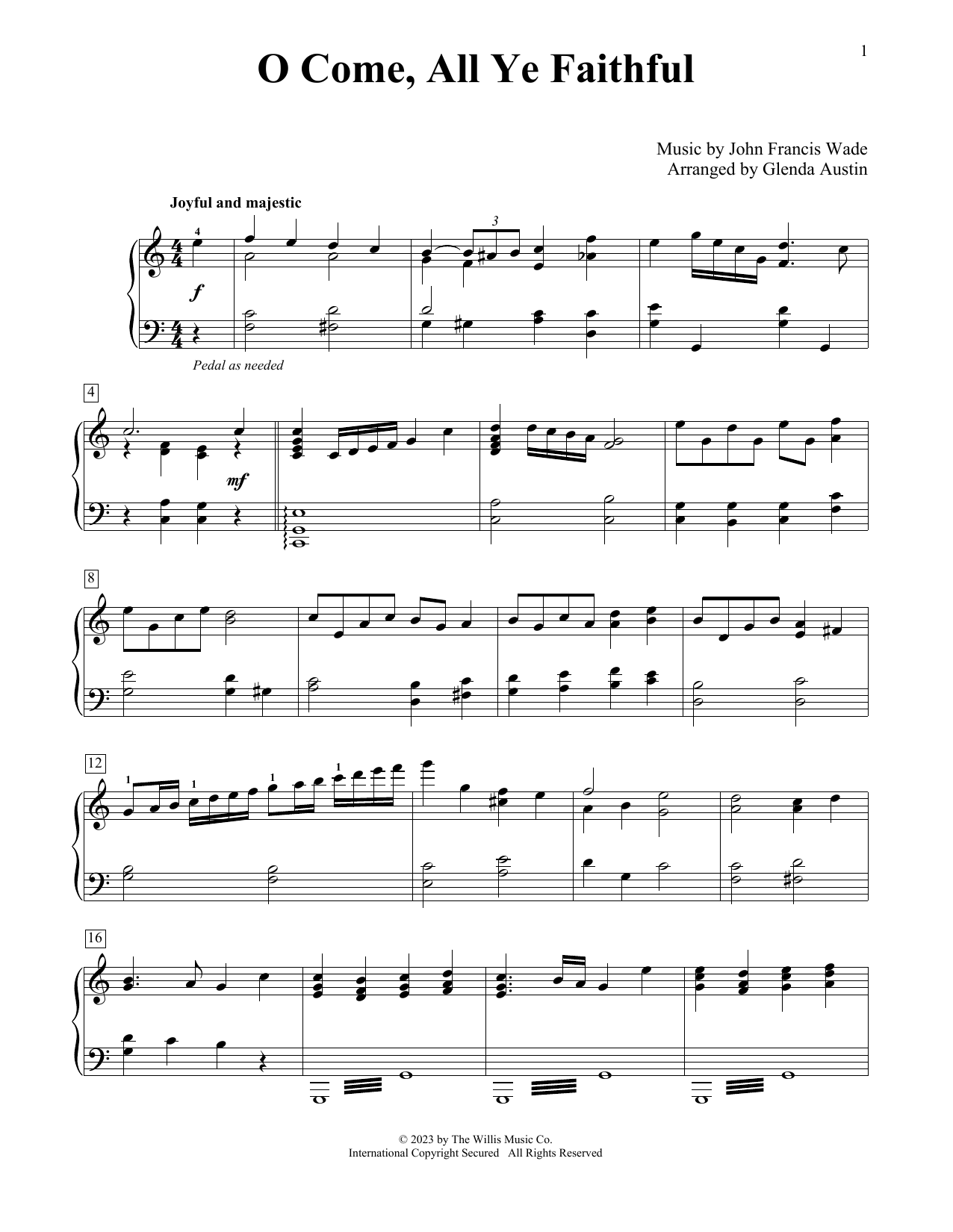 Produktbild zu: O Come, All Ye Faithful (arr. Glenda Austin)