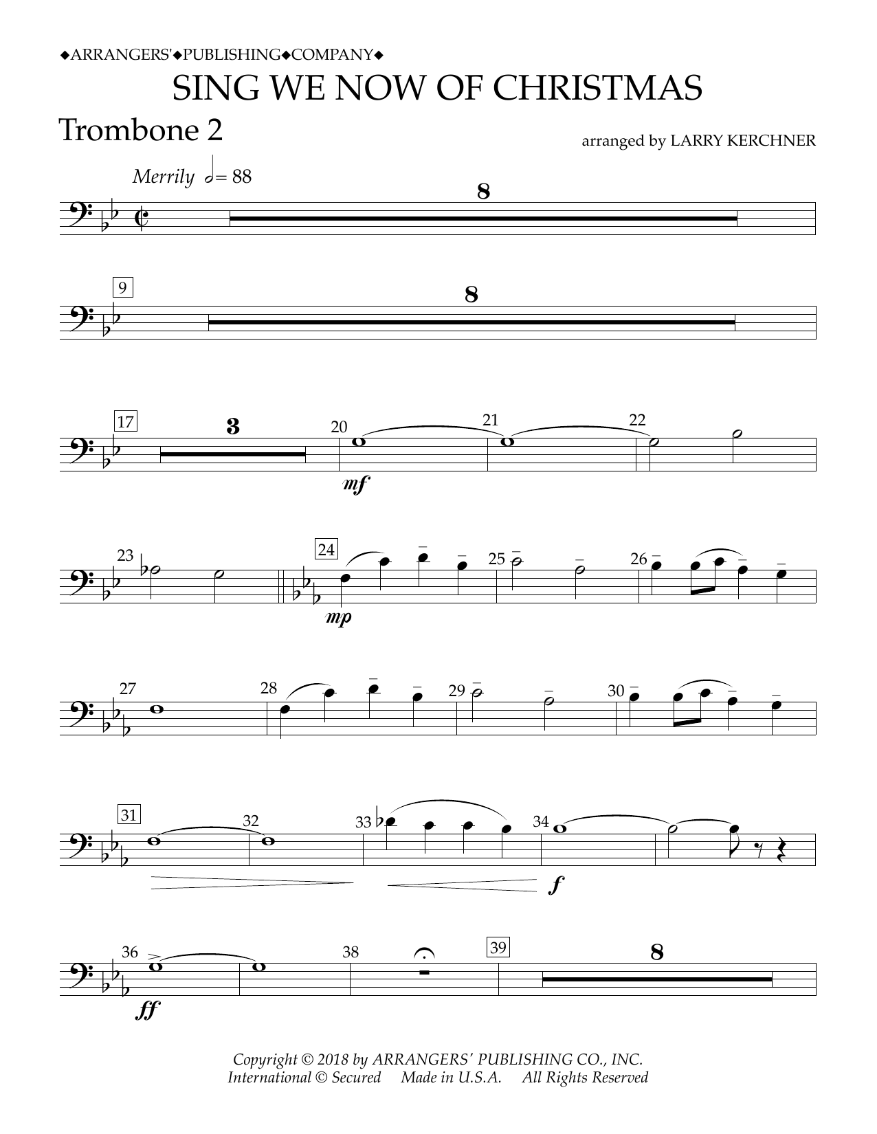 Produktbild zu: Sing We Now of Christmas (arr. Larry Kerchner) - Trombone 2