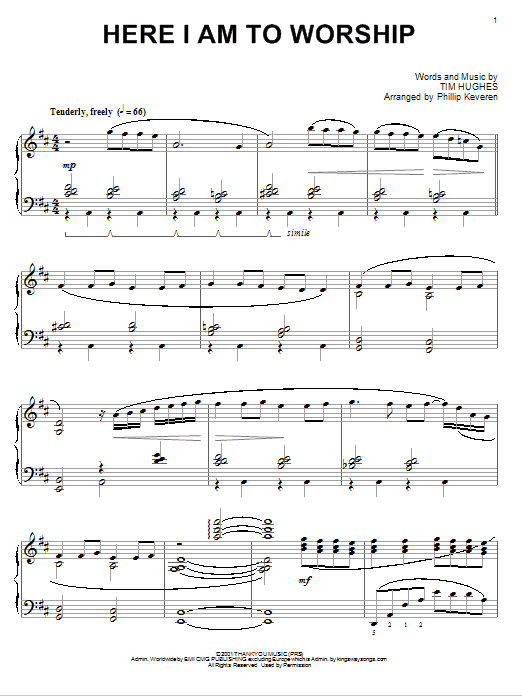 Product gallery: Page 1 of 1 Here I Am To Worship [Jazz version] (arr. Phillip Keveren), Phillips, Craig & Dean