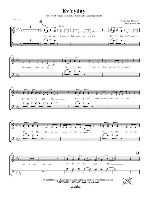 gallery: Ev´ryday, , Gemischter Chor SAM/Solo opt. und Klavier