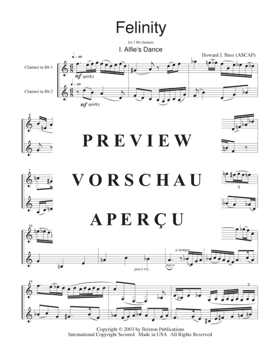 Product gallery: Page 4 of 21 Felinity , , (clarinet and cor anglais/clarinet)