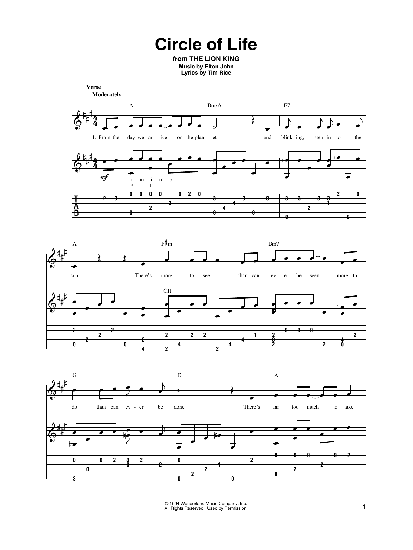 Produktbild zu: Circle Of Life (from The Lion King)