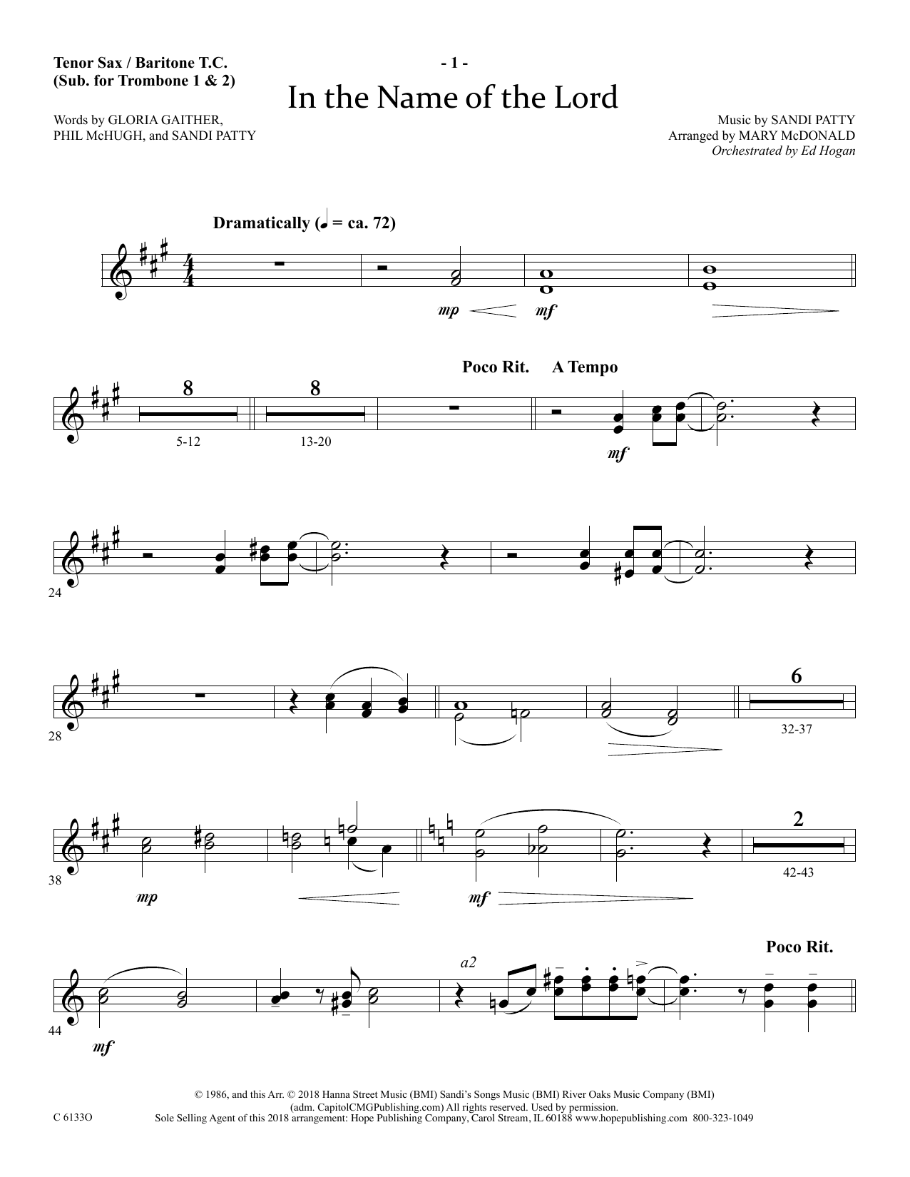 Product picture to: In The Name Of The Lord - Tenor Sax/BariTC (sub Tbn 1-2)