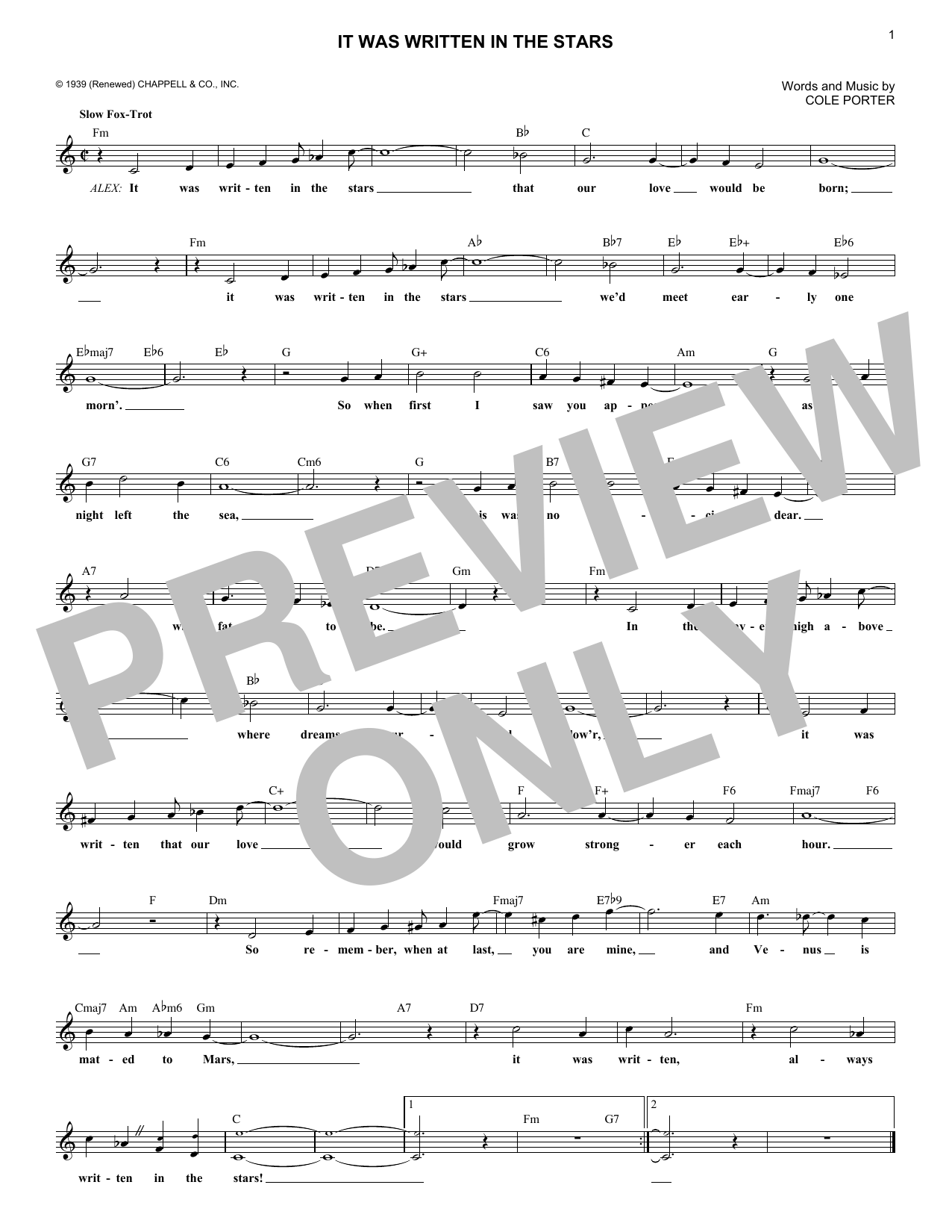 Product gallery: Page 1 of 1 It Was Written In The Stars, Cole Porter