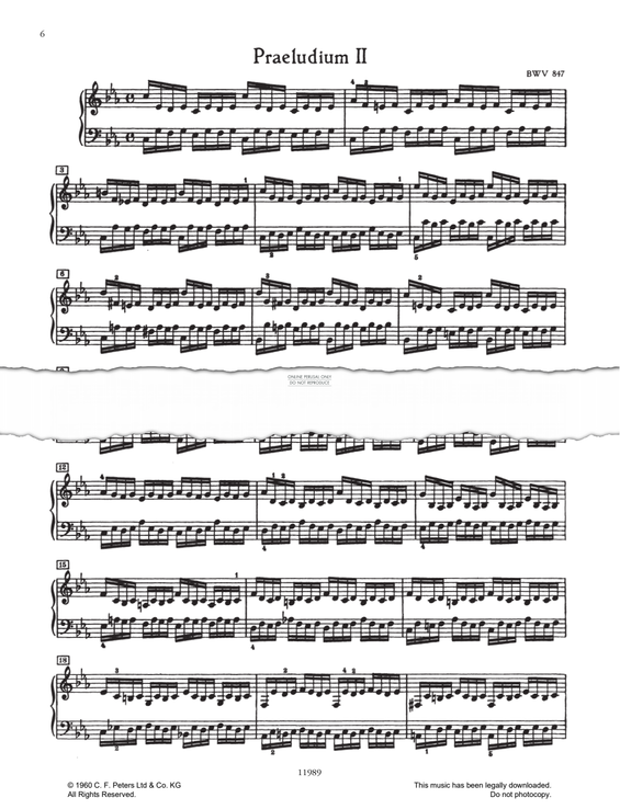 Produktbild zu: Prelude And Fugue No.2 in C minor, BWV 847 (from 'The Well-Tempered Klavier Book I')