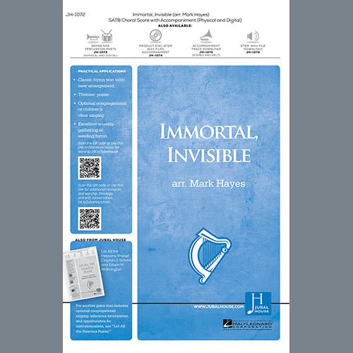 cover: Immortal, Invisible, God Only Wise (arr. Mark Hayes), Traditional Welsh Hymn, Chor