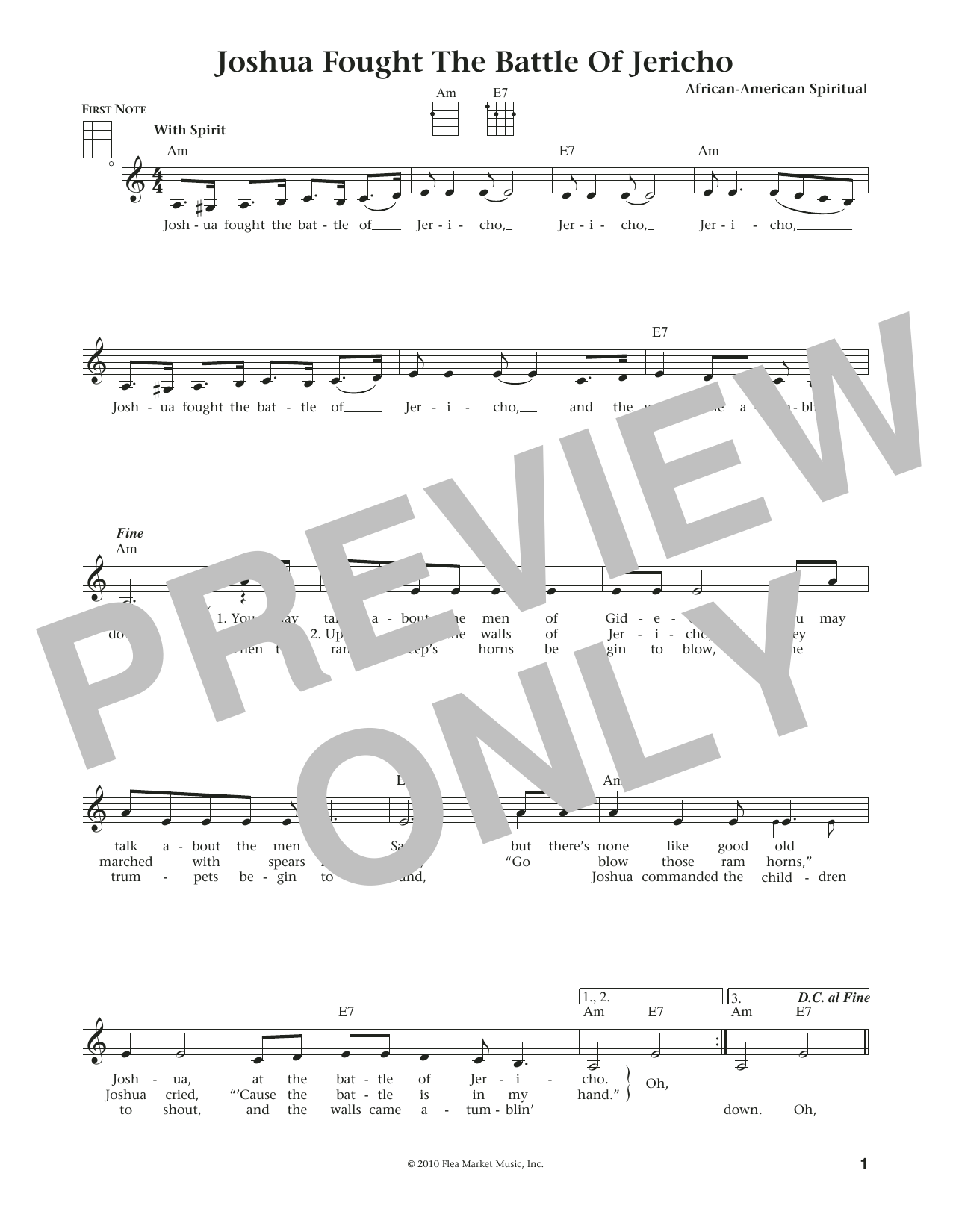 Product gallery: Page 1 of 1 Joshua (Fit The Battle Of Jericho) (from The Daily Ukulele) (arr. Liz and Jim Beloff), African-American Spiritual