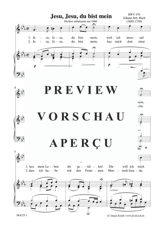 gallery: Jesu, Jesu, du bist mein BWV 470, , Gesang und Klavier/Orgel