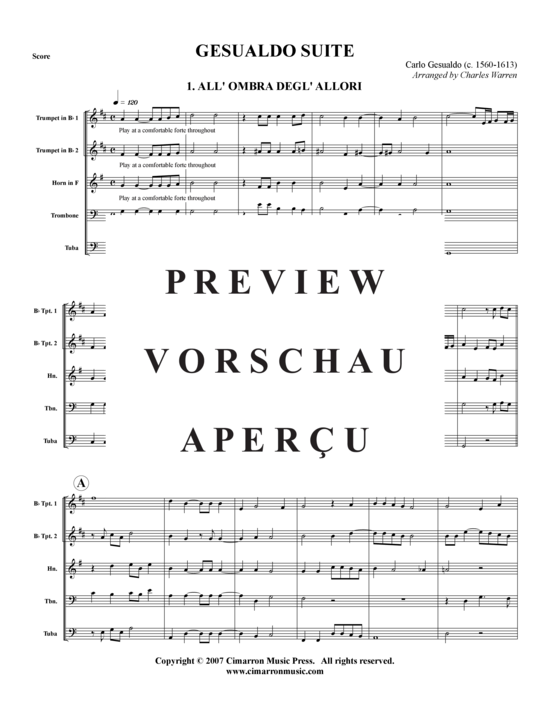 Produktgalerie: Seite 2 von 21 Gesualdo Suite – 3 Sätze , , (Blechbläserquintett)