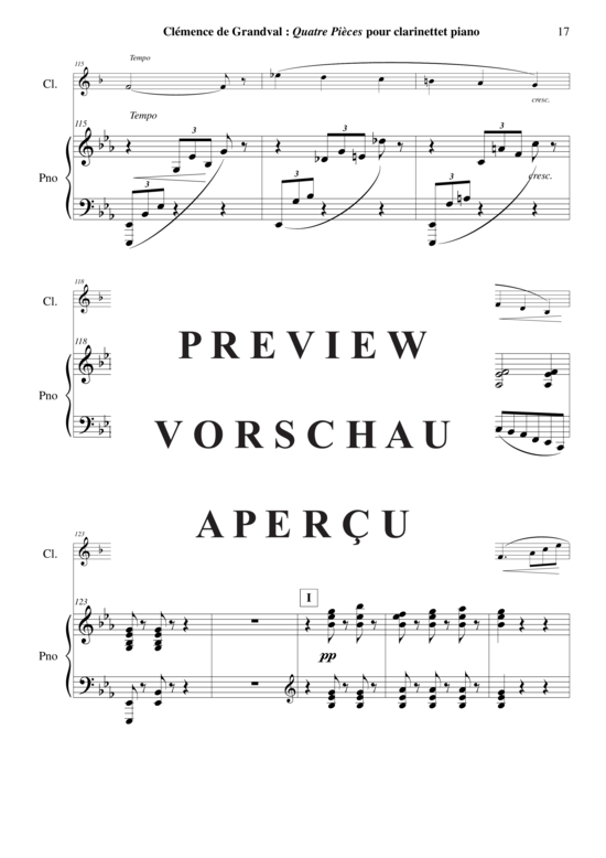 Product gallery: Page 18 of 21 Quatre Pièces , , (clarinet in Bb + piano)