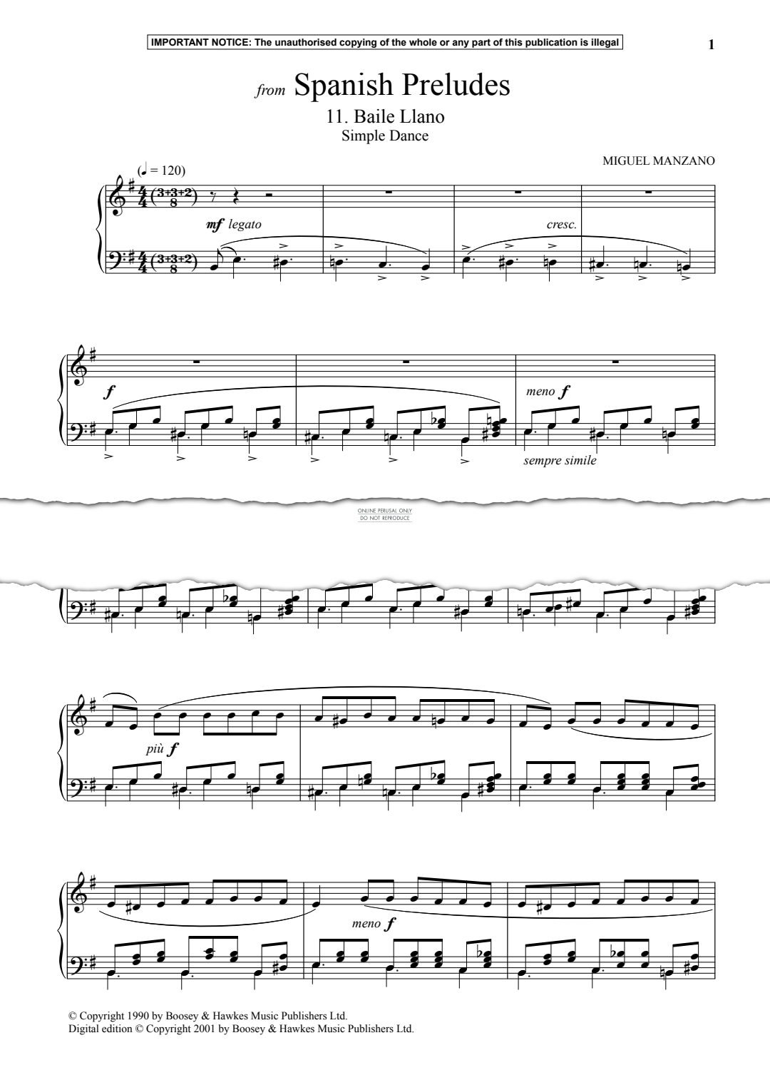 Produktgalerie: Seite 1 von 1 Baile Llano (Simple Dance) from Spanish Preludes, Miguel Manzano, Klavier