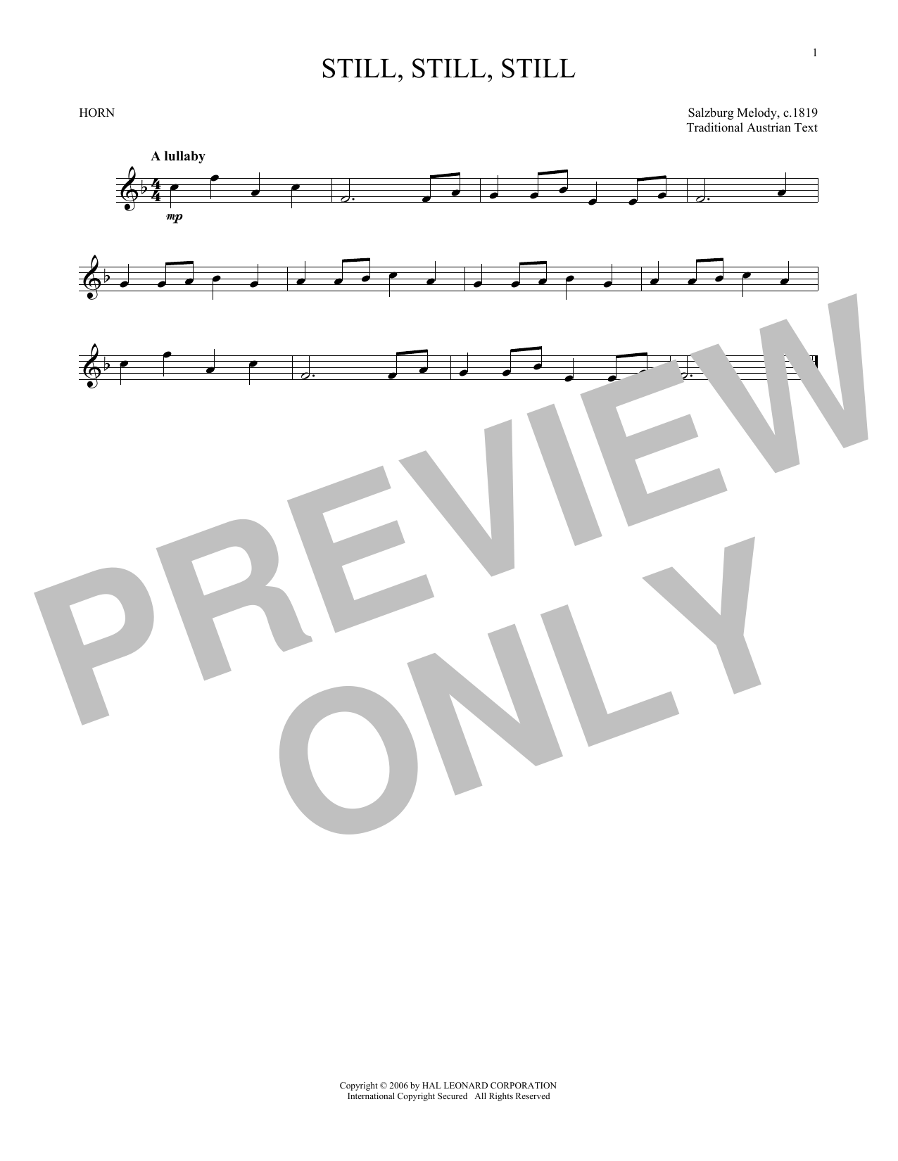 Produktgalerie: Seite 1 von 1 Still, Still, Still, Traditional Austrian Text, Horn