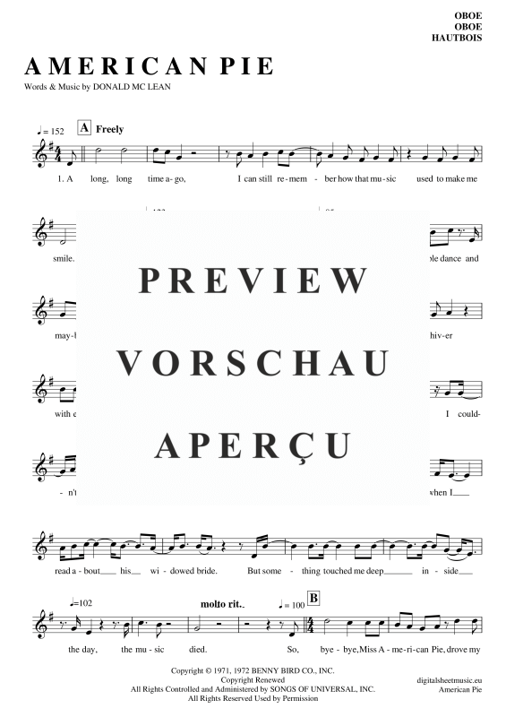 Produktgalerie: Seite 2 von 8 American Pie, Mc Lean, Don, (Oboe)