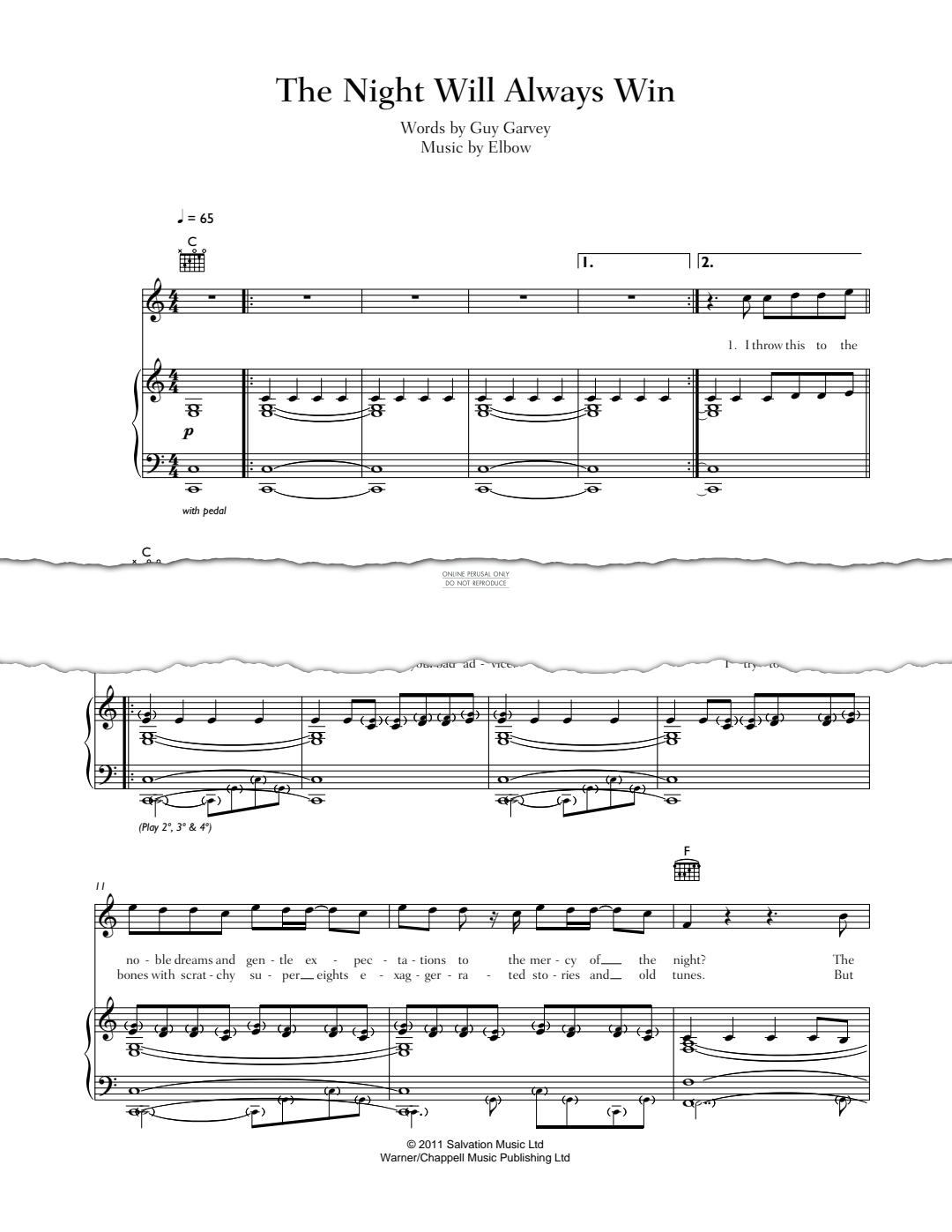 Produktgalerie: Seite 1 von 1 The Night Will Always Win, Elbow, Gesang, Gitarre, Klavier