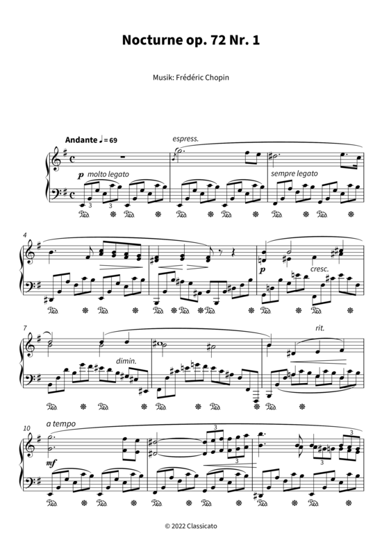 Produktbild zu: Nocturne op. 72 Nr. 1 Frédéric Chopin