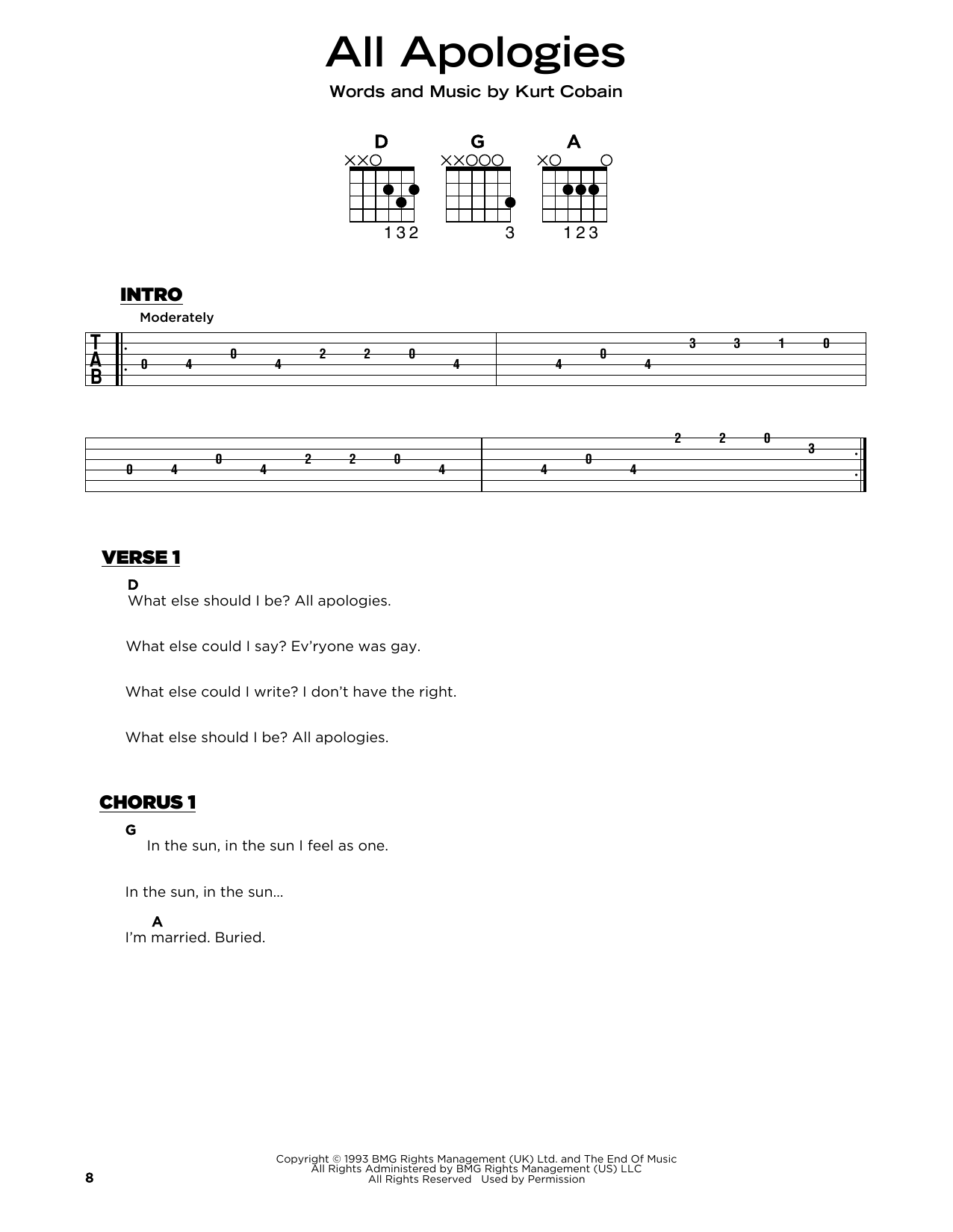 Produktgalerie: Seite 1 von 1 All Apologies, Nirvana, Gitarre