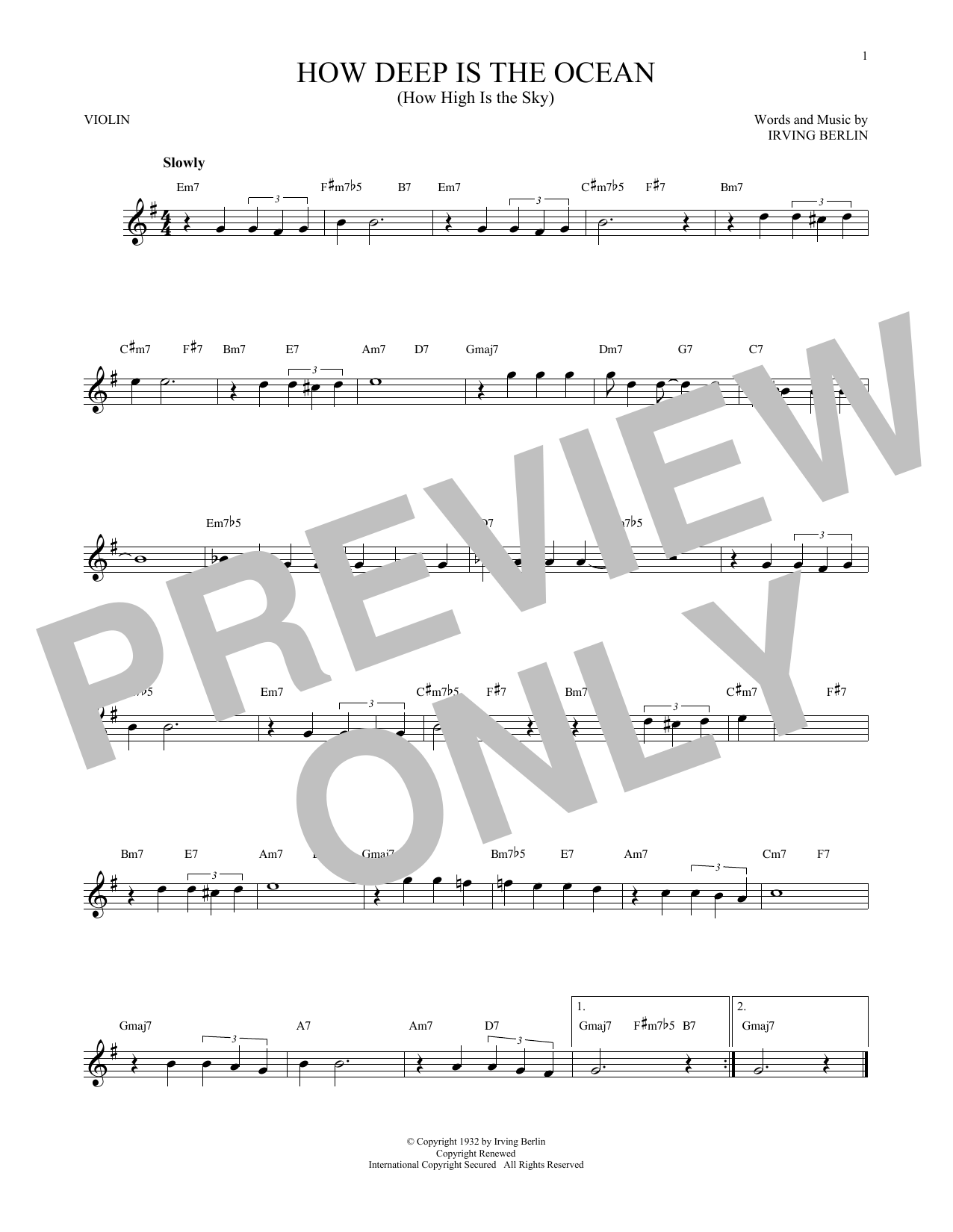 Product gallery: Page 1 of 1 How Deep Is The Ocean (How High Is The Sky), Irving Berlin